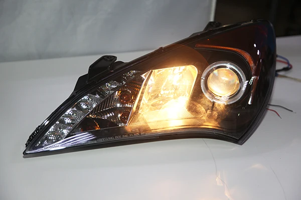 For HYUNDAI Rohens Genesis Coupe LED Head Lamp Angel Eyes 2009 20102011 2012 Year Headlights Amber Reflector