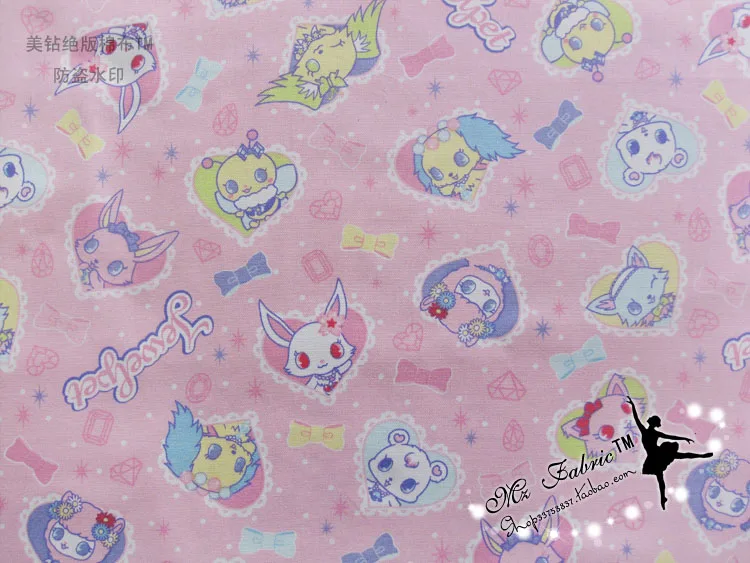

Cartoon Rabbit animals Jewelpet Child Cotton canvas Fabric Baby Clothes/Diy Handmade Craft Home Cloth Purse Quilt 150*100cm