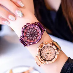 Hot Luxury 360 Degree Rotation Watch For Women Watches Starry Sky Magnet Fashion Casual Female Wristwatch Roman Numeral Relogio Hot Luxury 360 Degree Rotation Watch For Women Watches Starry Sky Magnet Fashion Casual Female Wristwatch Roman Numeral Relogio