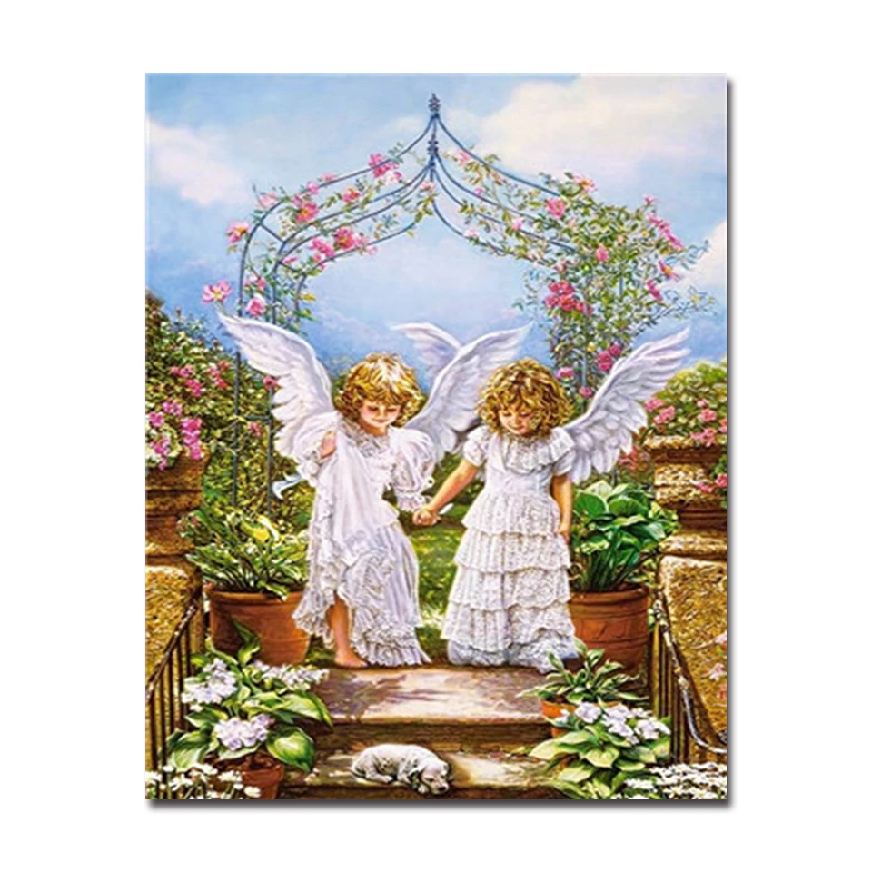 

Frame DIY Digital Oil Painting By Numbers Kits Colors Angel Flowers Drawing For Kids Unique Gift Modular Canvas Artwork Picture