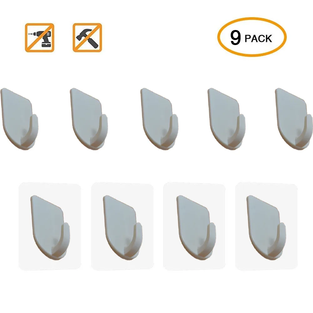 

9pcs Hook Hanger Plastic Door Mucilage Glue Practical Rectangle Traceless Holder