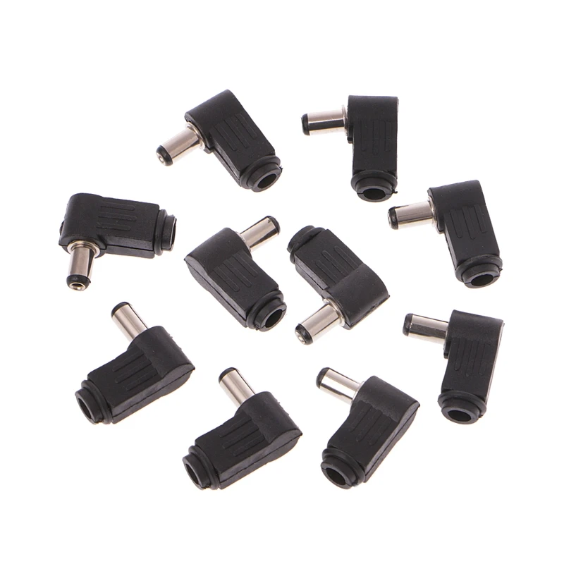

10 Pcs 5.5x2.1mm Male Right Angle DC In-Line Plug Socket Jack Connector Adapter #0604