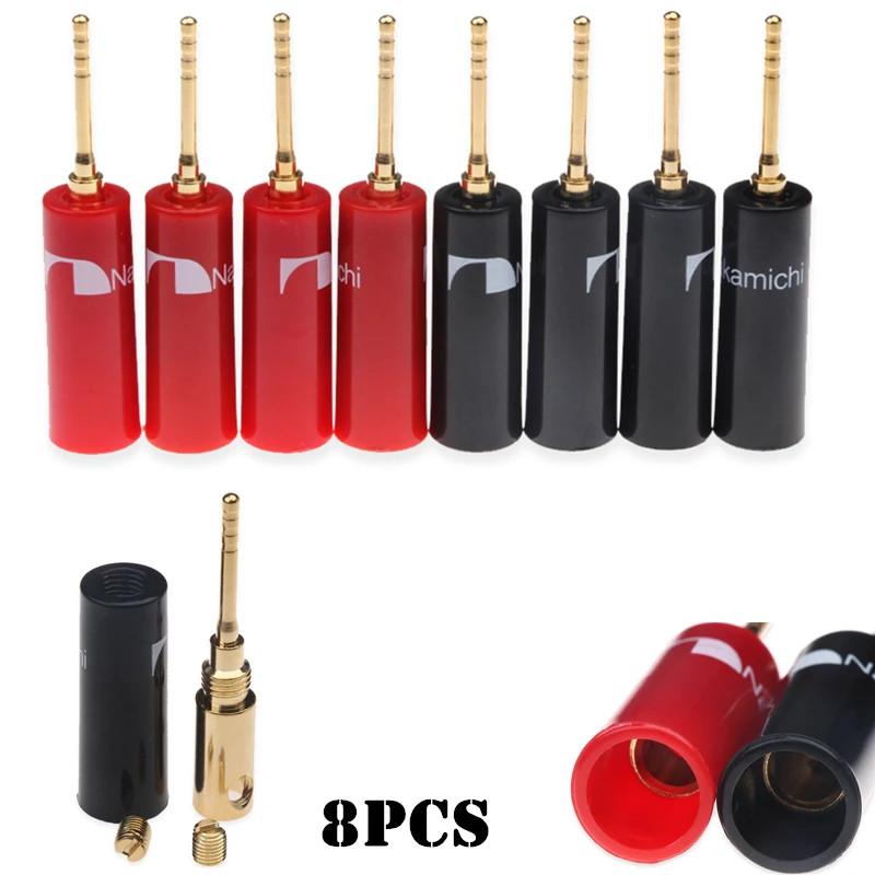 

8pcs (4Red + 4Black) Cable`s Adapters 2mm Banana Plugs Set Speaker Cable Copper straight Connectors For Musical Audio Speakers