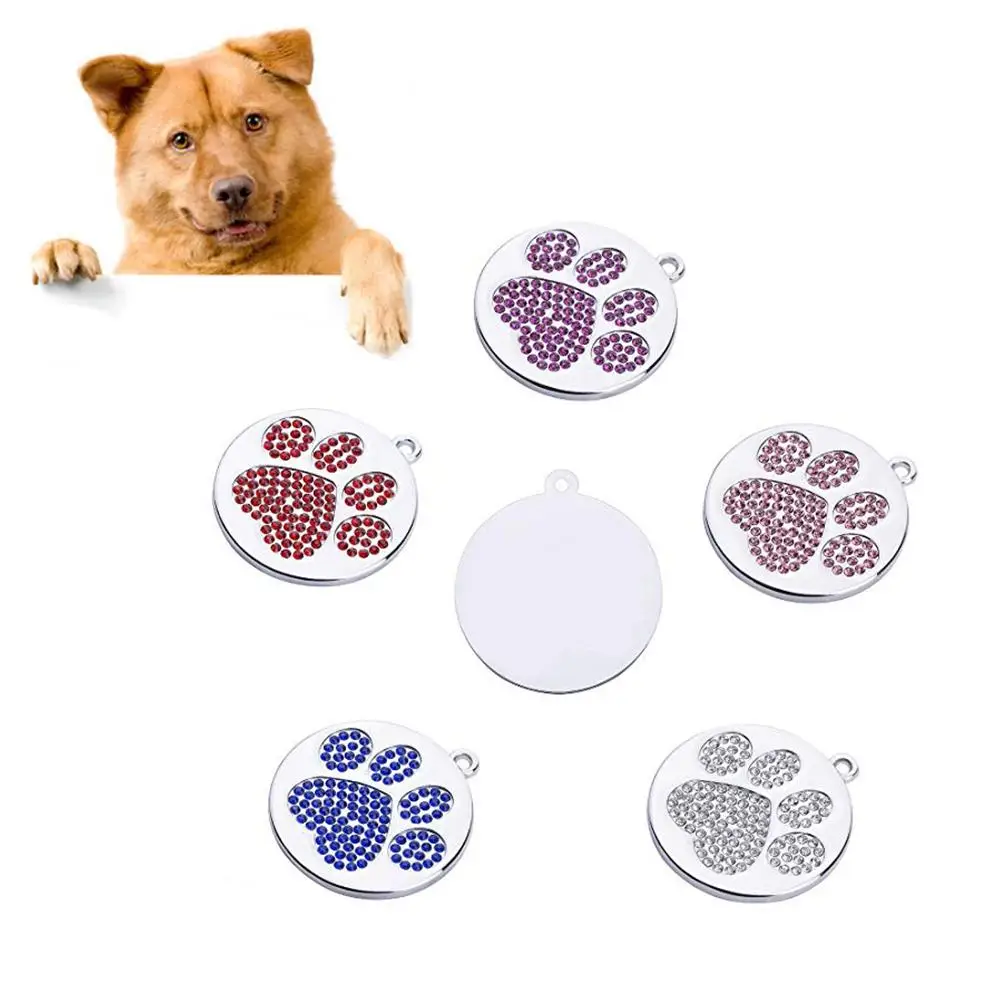 

Rhinestone Inlaid Mini Paw Pattern Puppy Dog Cat Pet Safe Collar ID Tag Pendant
