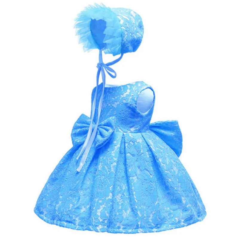 Платье для крещения для маленьких девочек Кружевное платье-пачка принцессы без рукавов для маленьких девочек от 0 до 24 месяцев, платье для первого дня рождения платье для дня рождения, Vestido - Цвет: SkyBlue