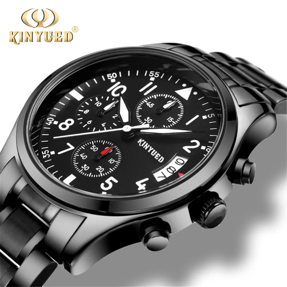 

Pilot Watches Men CHRONOGRAPH Hours Function Men's Sport Watch Stainless Steel Black WristWatches Army Quartz Watch Montre Homme