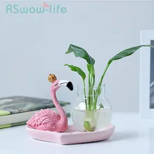Creative Flamingo Home Decoration Hydroponic Vase Office Desk Decoration Flamingo Glass Flower Arrangement Container