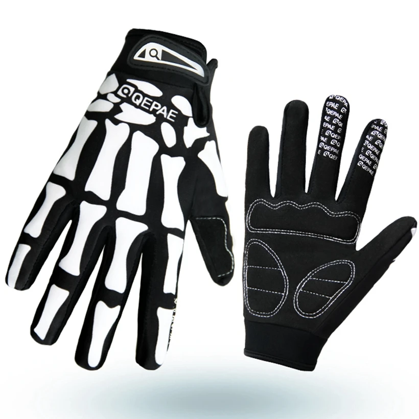 QEPAE-Black-White-Skeleton-Bike-Glove-Bicycle-Cycling-Long-Finger-Gloves-Autumn-Winter-Windproof-Outdoor-Shockproof