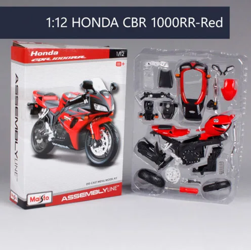 Высокая имитация Maisto 1:12 Honda CBR 1000RR DIY Собранный мотоцикл велосипед модель для детей игрушки наборы - Цвет: Красный