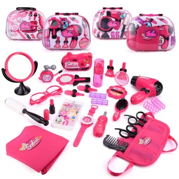 

Girls Make Up Set Toys Pretend Play Simulation Cosmetic Bag Beauty Hair Salon Toy Makeup Tools Kit Children Pretend Play Toys