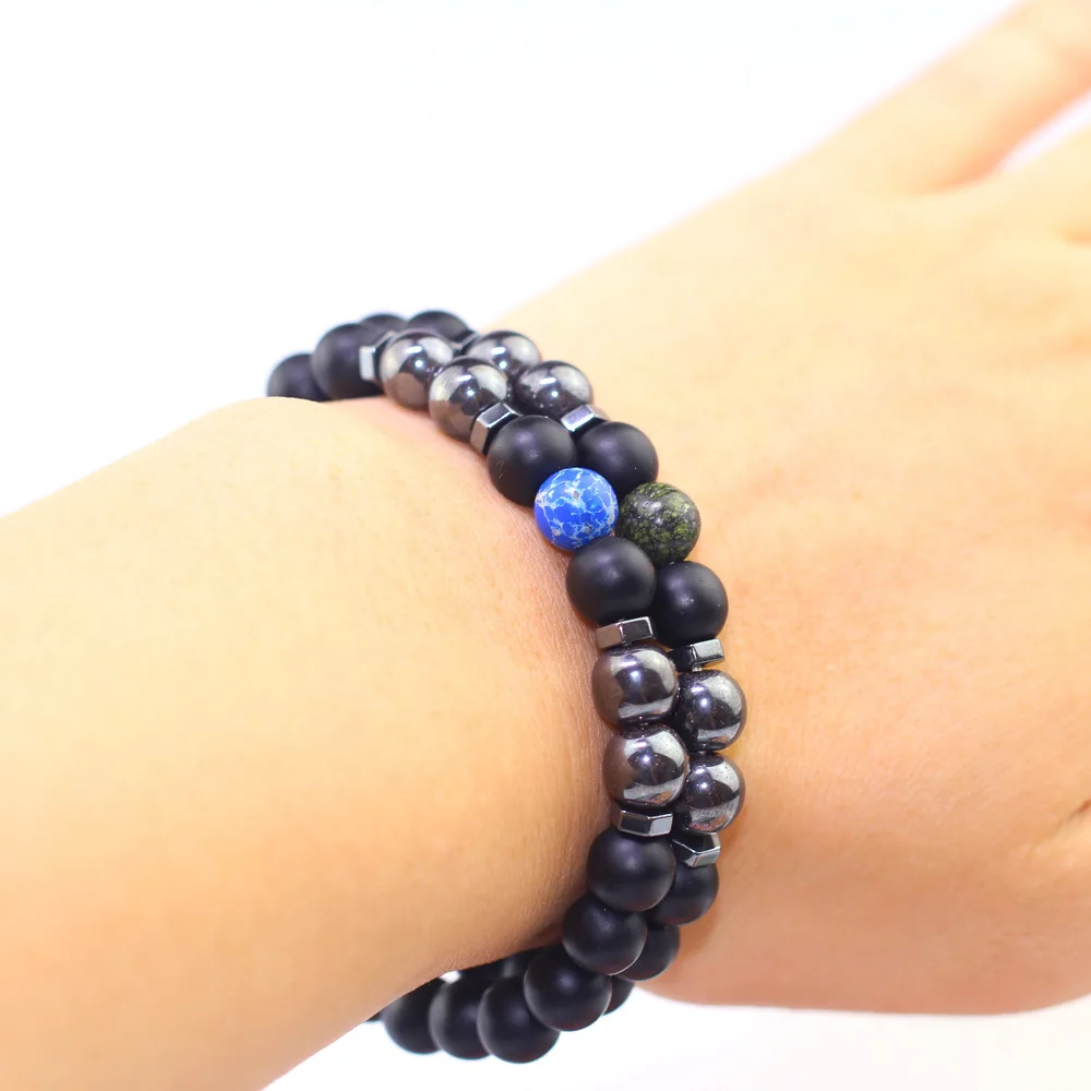 Классический модный мужской браслет 2019 летний натуральный черный магнитный