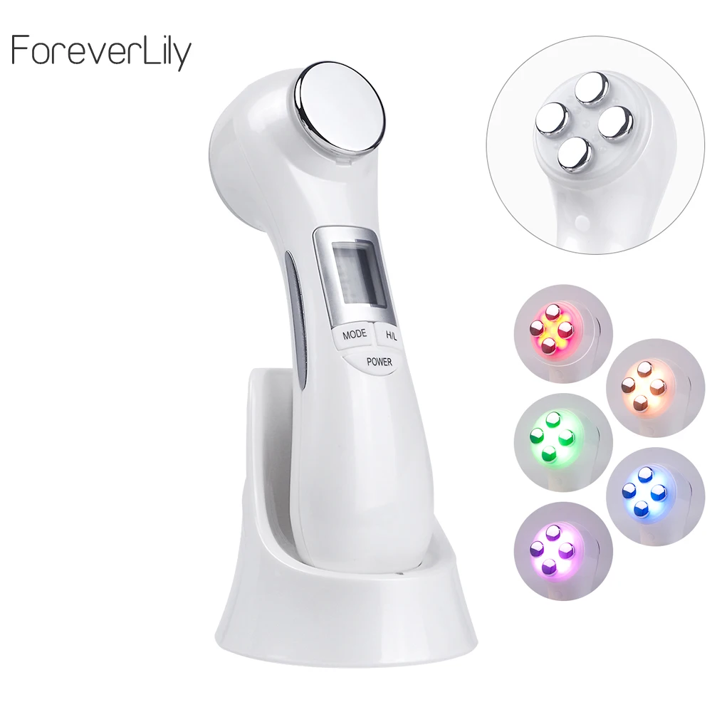 

6 in 1 RF EMS Electroporation LED Light Photon Radio Salon Face Lifting Tightening Facial Deep Cleaning Massager Beauty Device