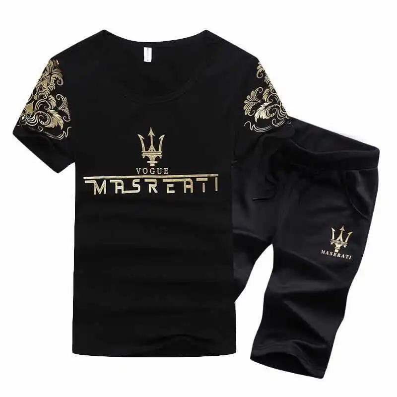 Men's Summer Men's Running Set MRSRERTI Print Short Sleeve Sports Suit Fitness Jogging Set Sport Suit Men Male Sport Wear