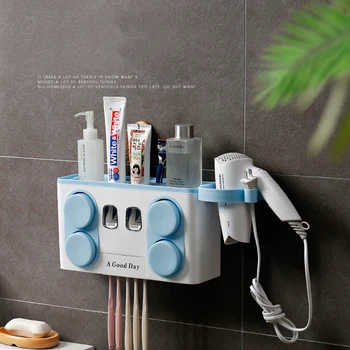 

SAFEBET Multi-function Toothbrush Holder Squeezing Toothpaste Rack Creative Bathroom Accessories Wall Suction Tooth Brush Rack
