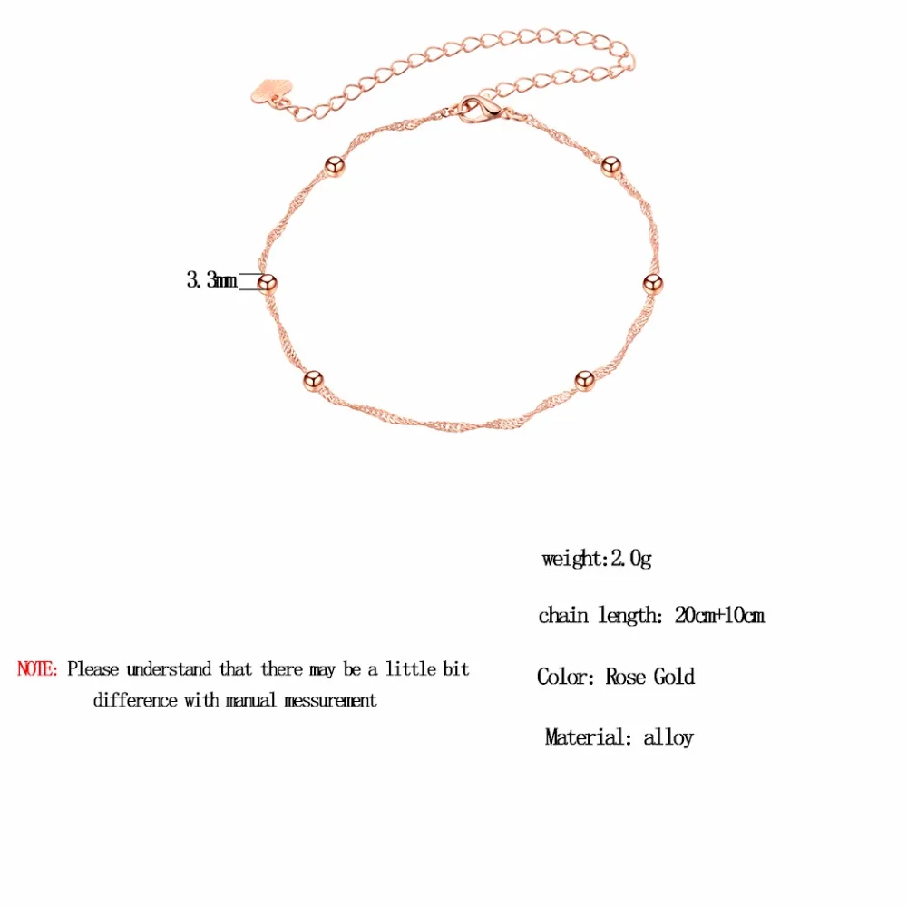Крошечные ножной браслет женские талисман для девушки из сплава розового золота модные летние ювелирные изделия Cxwind