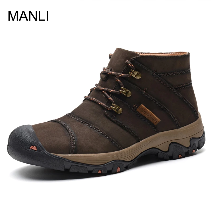 Men Boots Vintage Style Hiking Shoes Antiskid Hunting Trend Sneakers For Male Mountain Climbing Shoes Lace-Up Motorcycle Boots