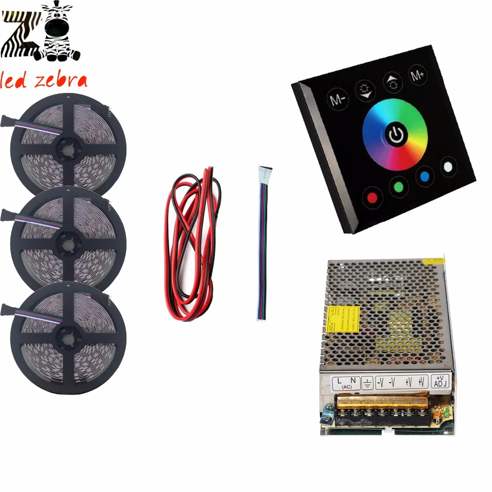 

5m~15m 5050 SMD rgbw rgbww led strip light+black rgbw led touch panel light+12v led power transformer+2pin 22awg led wire