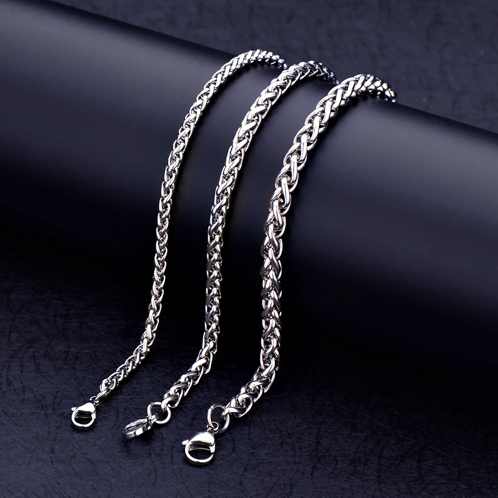 

Hot Sale Titanium Steel 4MM 5MM 6MM Keel Chain Bracelet Fashion Men's Party Jewelry Christmas Brothers Gift drop shipping