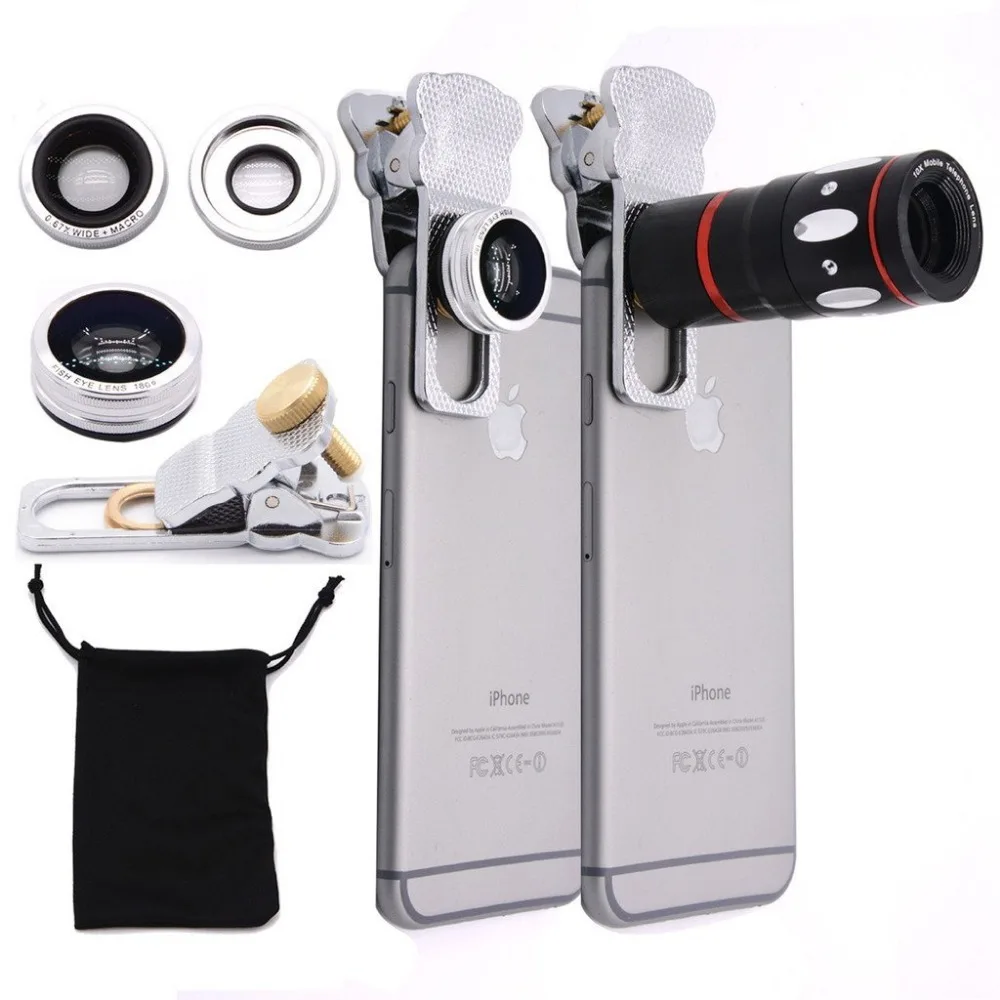 Universal clip lens 4 in 1 Fisheye + Wide angle&Macro + 10x Telescope LENS For mobile phone