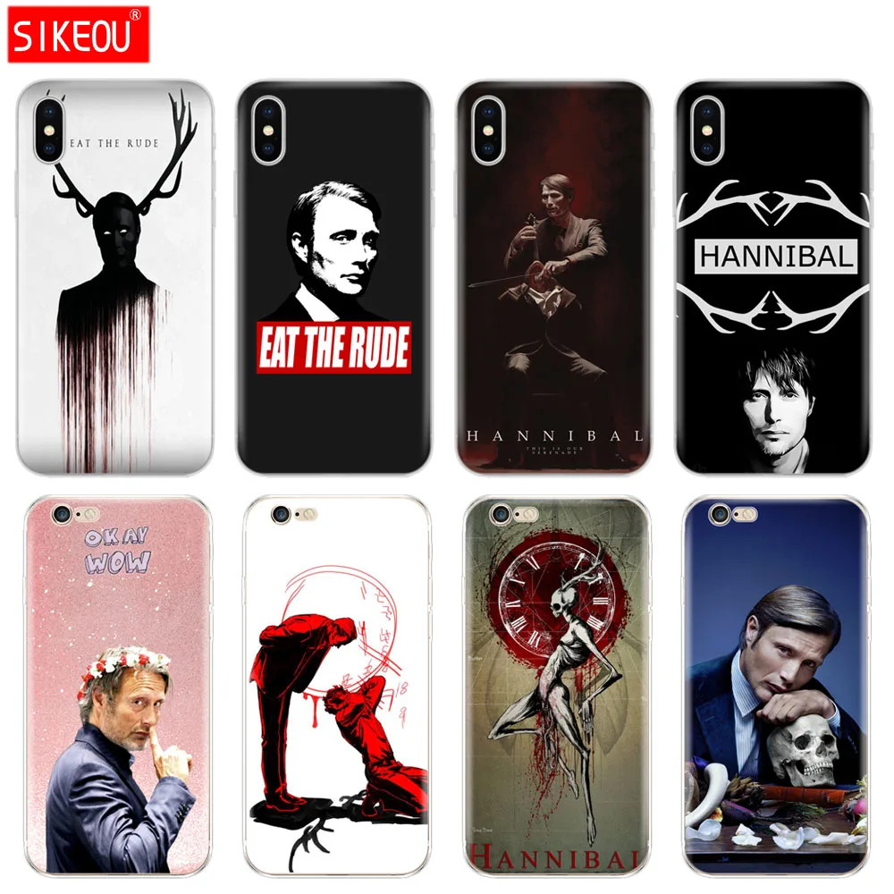 

Silicone Cover Phone Case For Iphone 6 X 8 7 6s 5 5s SE Plus 10 XR XS Max Case Hannibal eat the rude