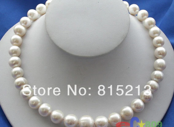 

ddh001109 AAA REAL 17" 12-15mm WHITE ROUND FW PEARL NECKLACE 14k