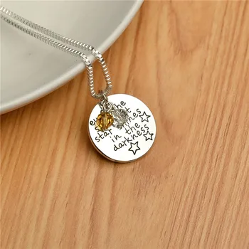 

Euro-American Fashion New Letter Necklace "Even the smallest star shines in the darkness" Pendant Jewelry Wholesale 20pcs/lot