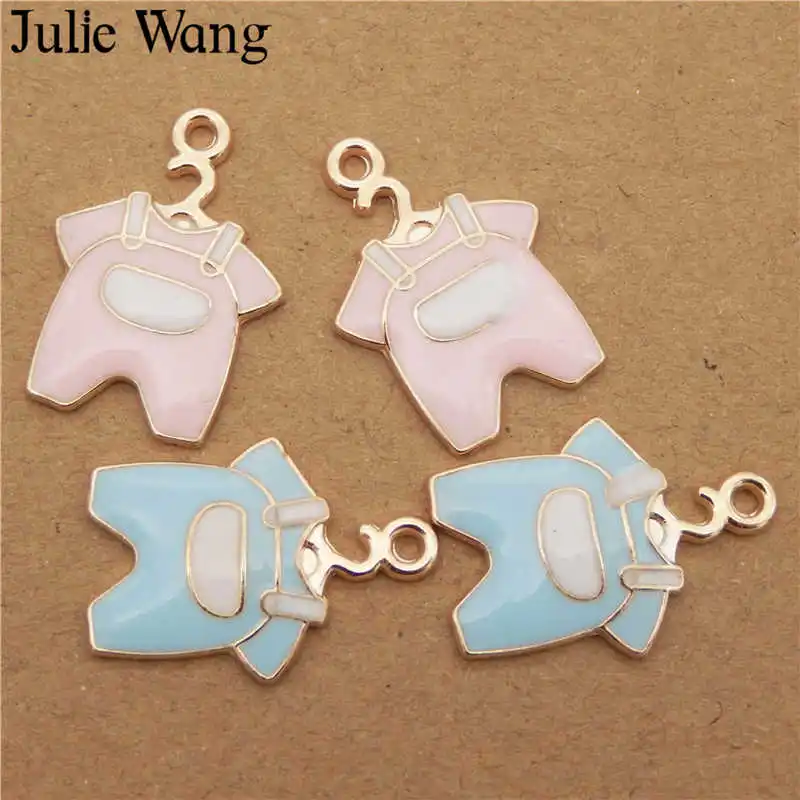 جولي وانغ 6 قطعة الطفل القماش سحر المينا مختلط الوردي الأزرق الذهب لهجة قلادة ل قلادة سوار DIY صنع المجوهرات النتائج