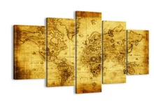 5 Panel Modern Abstract Wall Art Painting World Map Canvas Painting For Living Room Home Decor Picture Modular Painting