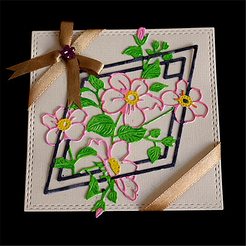 

Flowers in Frame Metal Cutting Dies for Card Making DIY Scrapbooking Photo Album Decoretive Embossing Stencial