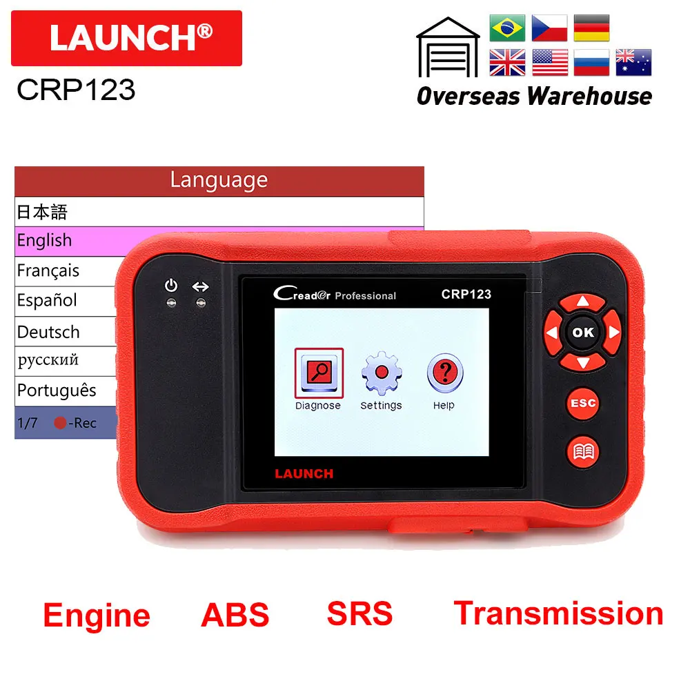

LAUNCH X431 Creader CRP123 ABS/SRS/GearBox/Engine OBD2 Scanner support full OBD2/EOBD Free Update online auto diagnostic tool