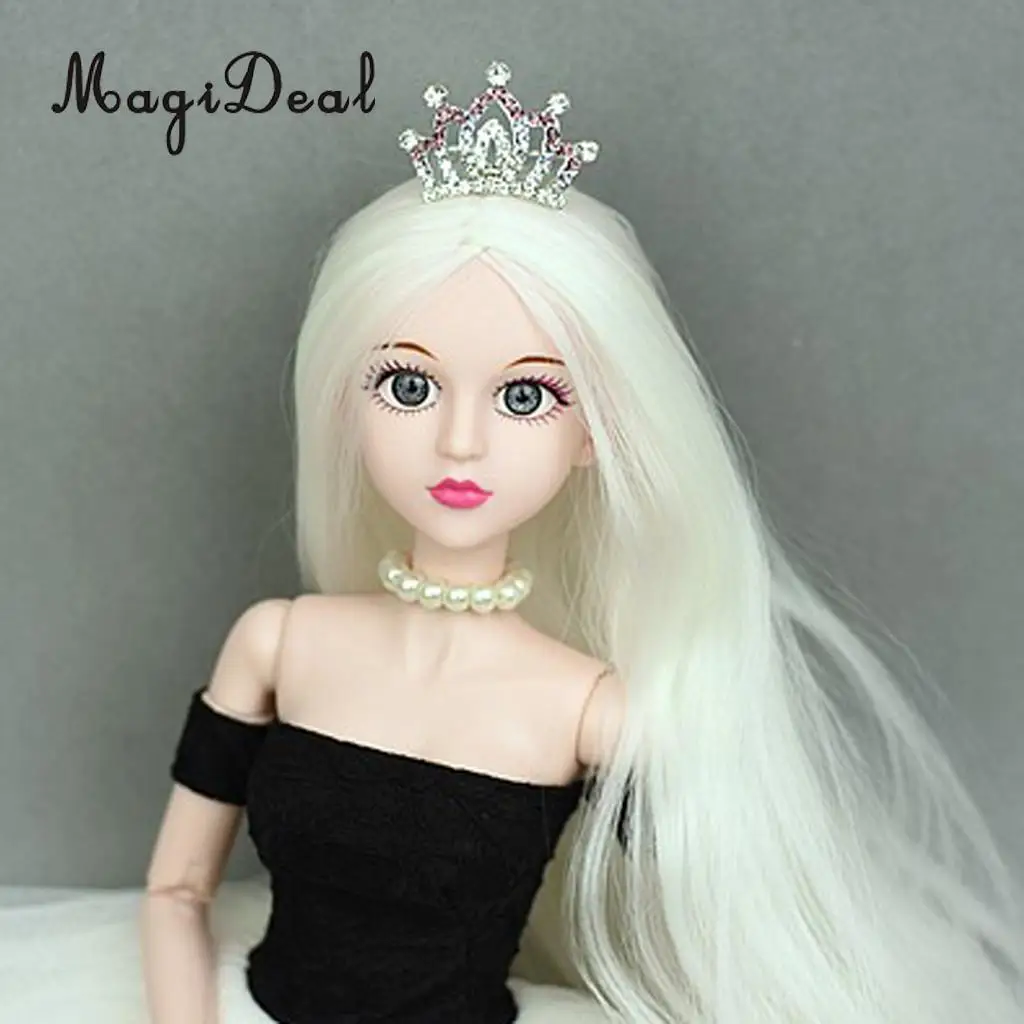 Elegant Royalty Tiara Princess Crystal Mini Tiara Crown Hairpins Headdress For Fashion Girl Doll Dress-up Accessory