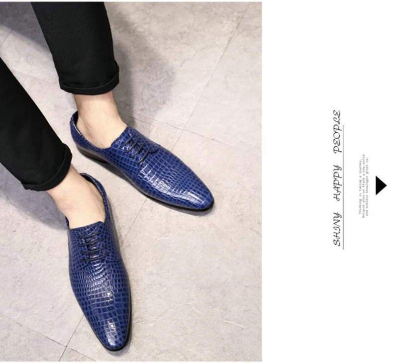 Mens Casual Shoe Formal Oxfords Mens Shoes Casual Mens Dress Shoes' Lace-up Crocodile Leather Oxford Shoes For Men Big Size 46 (3)