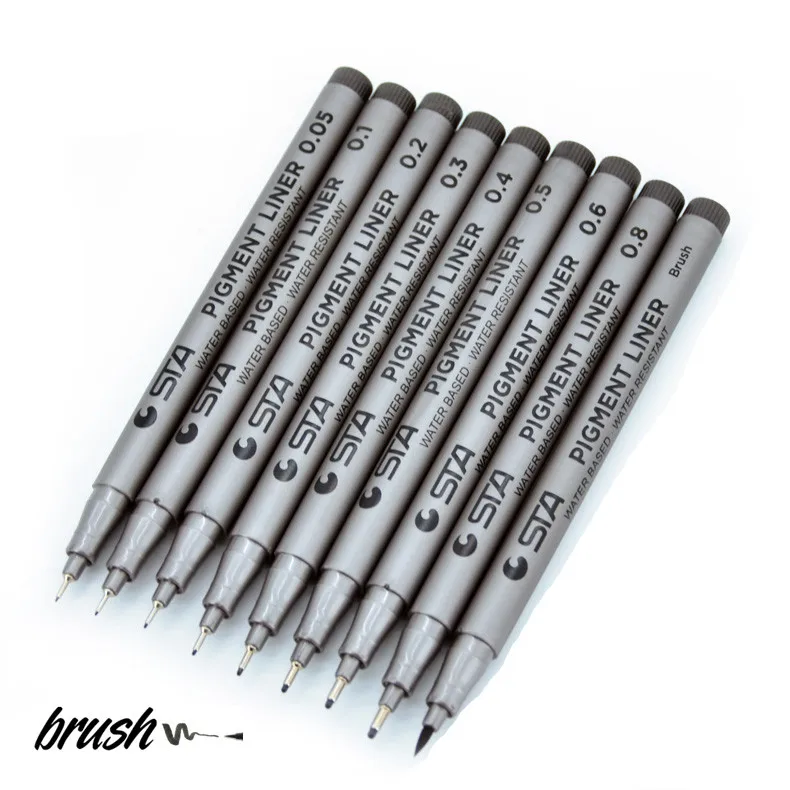 Pigment Liner Pigma Micron Ink Marker Pen 0.05 0.1 0.2 0.3 0.4 0.5 0.6 0.8 Different Tip Black Fineliner Sketching Pens 1Piece marker pens,pen marker,markers pen,marker pen,art marker pens,art markers,sketching markers,micro pens,drawing pen