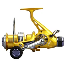 Двойной-загрузка прялка Металл спереди и сзади торможения Системы высокое Шестерни отношение 5,2: 1 большая линия Ёмкость идеально морские Рыбалка бассейн