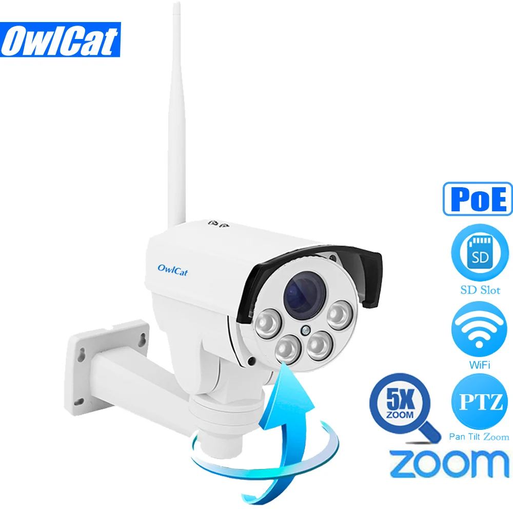 

OwlCat SONY IMX323 HD 1080P PoE Mini Bullet PTZ IP Camera WIFI Outdoor 5X Auto Focu 2.7-13.5mm IR Onvif SD Card CCTV Wifi Camera