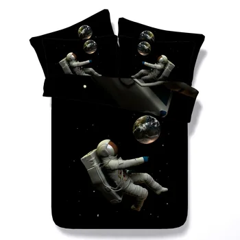 

JF-293 kids Astronaut printed duvet cover set 4pcs bedding sets astronaut single full queen king size