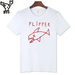 Bts Флиппер рыбы футболка с короткими руками Для мужчин хлопок Повседневное Акула Забавный Футболка Для мужчин мода лето плюс Размеры 4XL