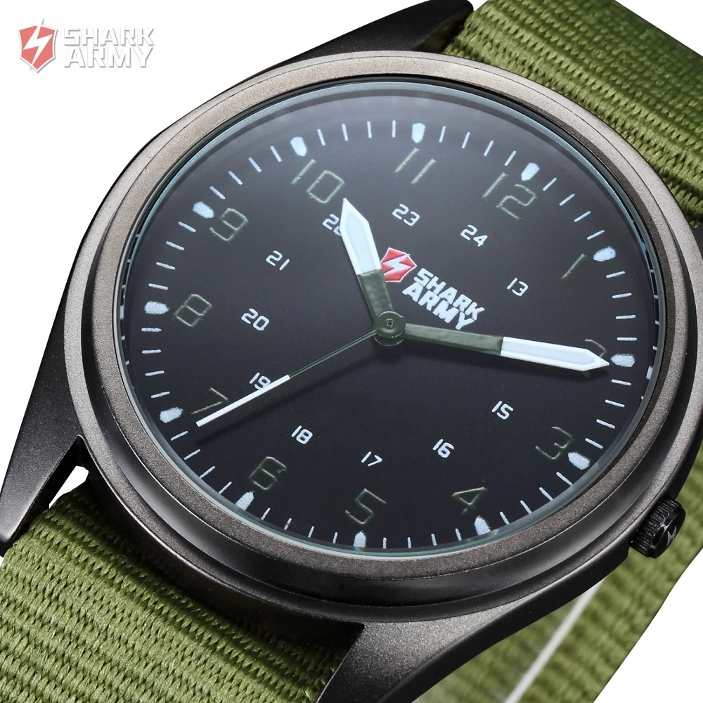 SHARK ARMY Brand Men Sports Military Watches Ultra Thin Slim Case Quartz Clock Nylon Strap Male Watch relogio masculino /SAW039
