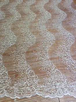 

yaking-004 good selling top quality french net lace fabric with beads for party