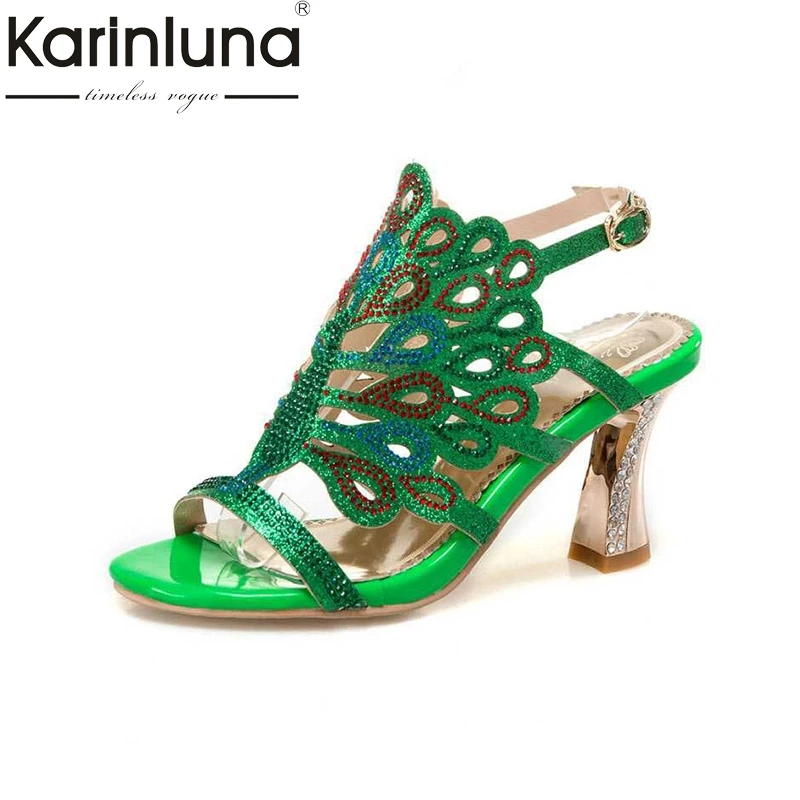 

KARINLUNA Rhinestone Women Sandals Hollow Out High Heel Open Toe Platform Shoes For Summer Woman Big Size 32-46
