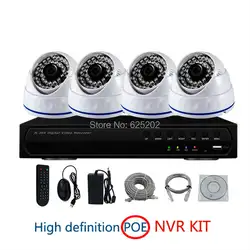 Популярные Тип POE IP Камера 4CH 960 P 1.3MP NVR комплект купола Камера 4 шт