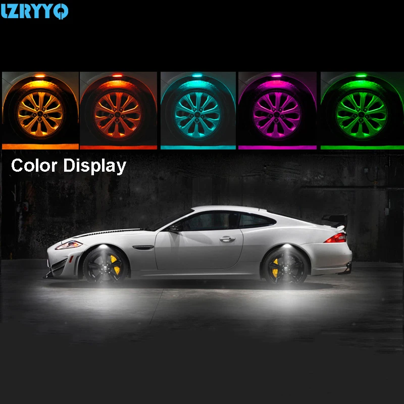 

Universal Multicolor 4Pcs/Lot Car LED Wheel Tire Light Eyebrow Decorative Shape Atmosphere Flash Lamp 3 Mode Car Burst Lights