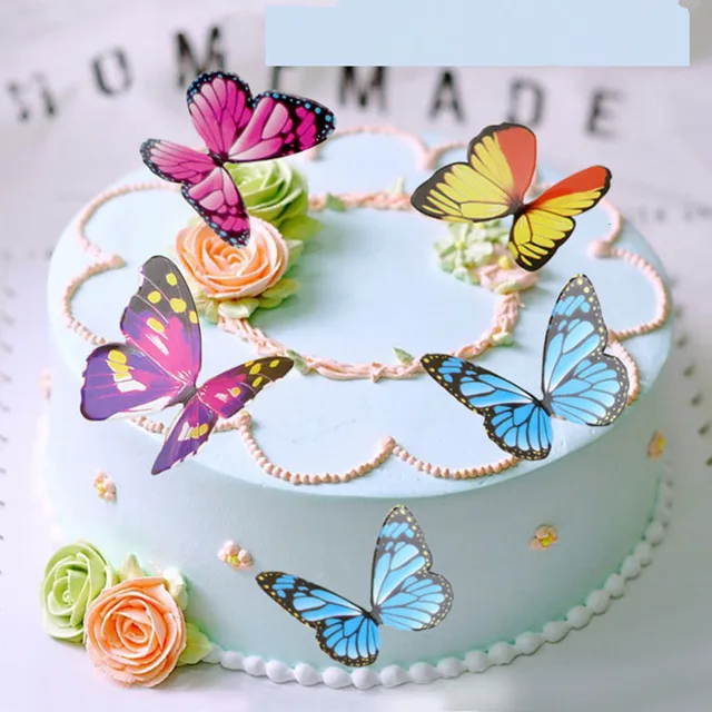 50 pcs bricolage créatif papillon gâteau décoration de mariage fête