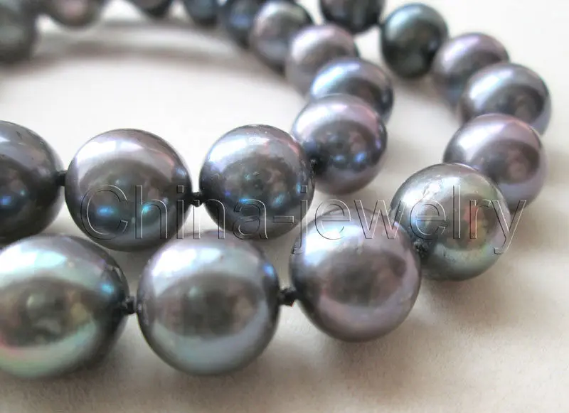 

FREE SHIPPING HOT sell new Style >>>>Beautiful AA 17.5 " 12mm black round freshwater pearl necklace - 925 silver clas