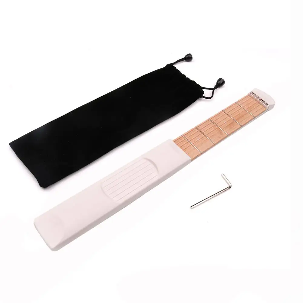 

Portable Pocket Guitar 6 Fret Maple Wood ABS White Guitar Practice Trainer Tool Gadget for Beginner Music Lovers Gift