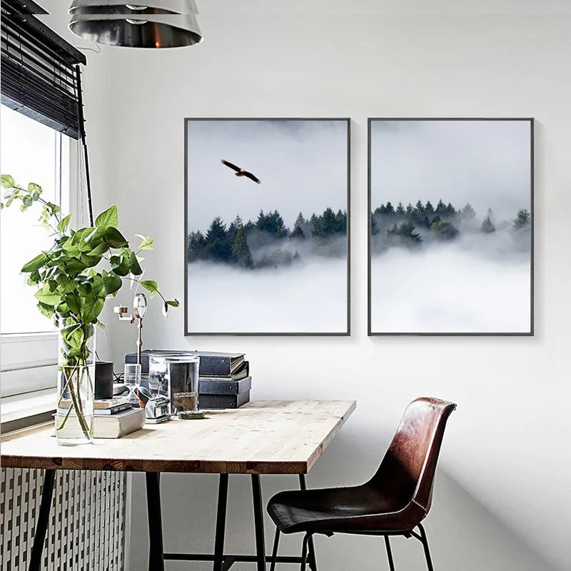 

Nordic Poster Grey Forest Canvas Painting Canvas Prints Landscape Posters And Prints Decorative Picture for Living Room Unframed