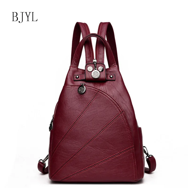 

Leisure Women Backpacks Women's PU Patchwork Leather Backpacks Female school Shoulder bags for teenage girls Travel Back pack