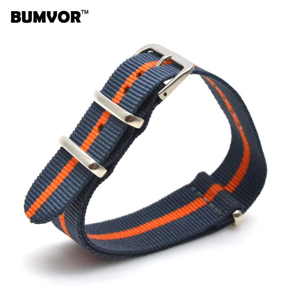 

Hot New 2018 Army Military Nato Nylon Watch 22 mm Navy Orange fabric Woven watchbands Strap Band Buckle belt 22mm accessories