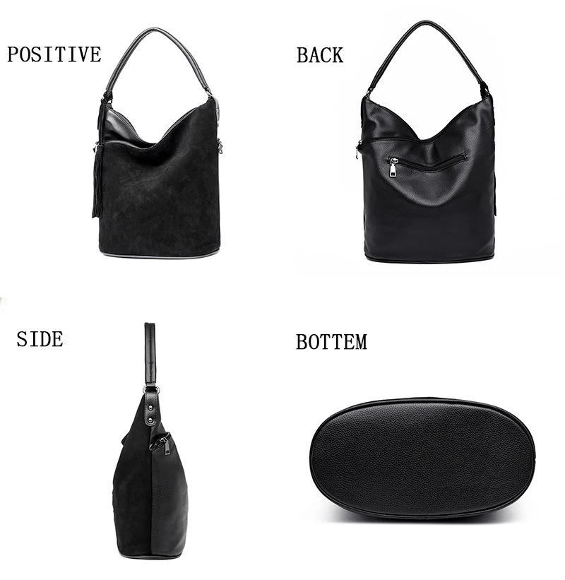 Fashion Faux Suede Luxury Handbags Women Bags Designer Tassel Bucket big Shoulder Bag 2018Sac a Main Femme High Quality Tote Bag