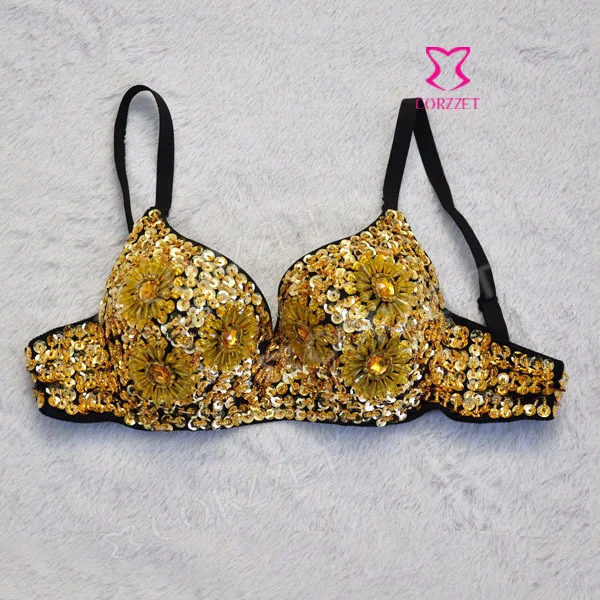 Buy ITSPLEAZURE Women's Gold Color Wire Free Hook Spike Sequins Bra (Bust  26 to 34, 34B) at